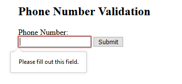 Implementing HTML5 phone number validation (Email validation code included)