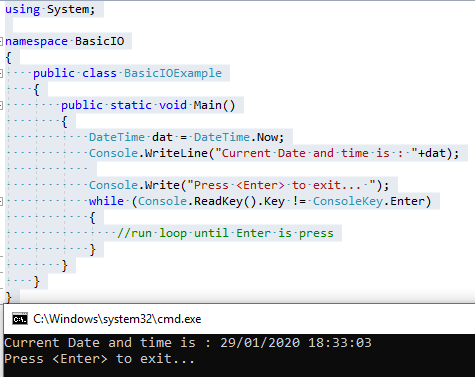 How to read and write in Console app using C#?