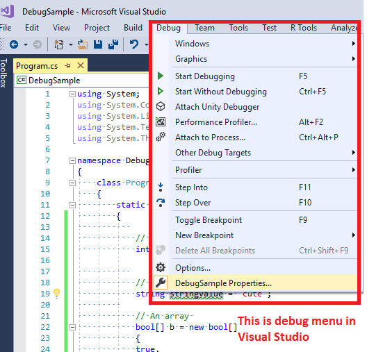 How to debug in visual studio? ( Tutorial to debug C# code )