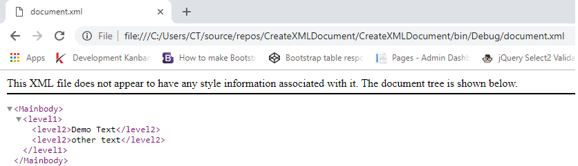 Create XML document using C# (Console Application example)